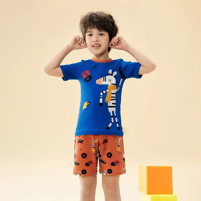 

Childrens' UV Protection Short Sleeve Quick-Dry Surfing Beach Swim Shirt Trunks Boys' Outdoor Water Sports Bathing SwimSuit
