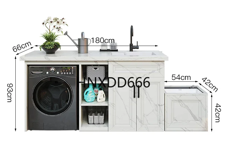 Outdoor Balcony Laundry Cabinet with Combined Sink All-Aluminum Integrated Design for Home Utility
