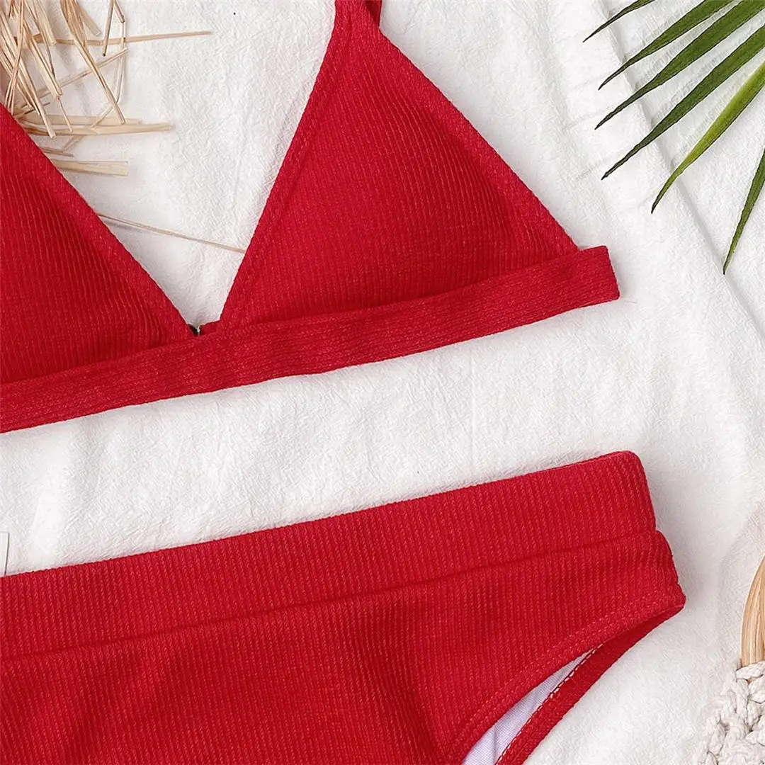 S - XL Sexy Damen-Badeanzug, Bikini mit hoher Taille, zweiteiliger Bikini-Set, gerippter Badeanzug, Badebekleidung, Modell V2328 – Detail 36