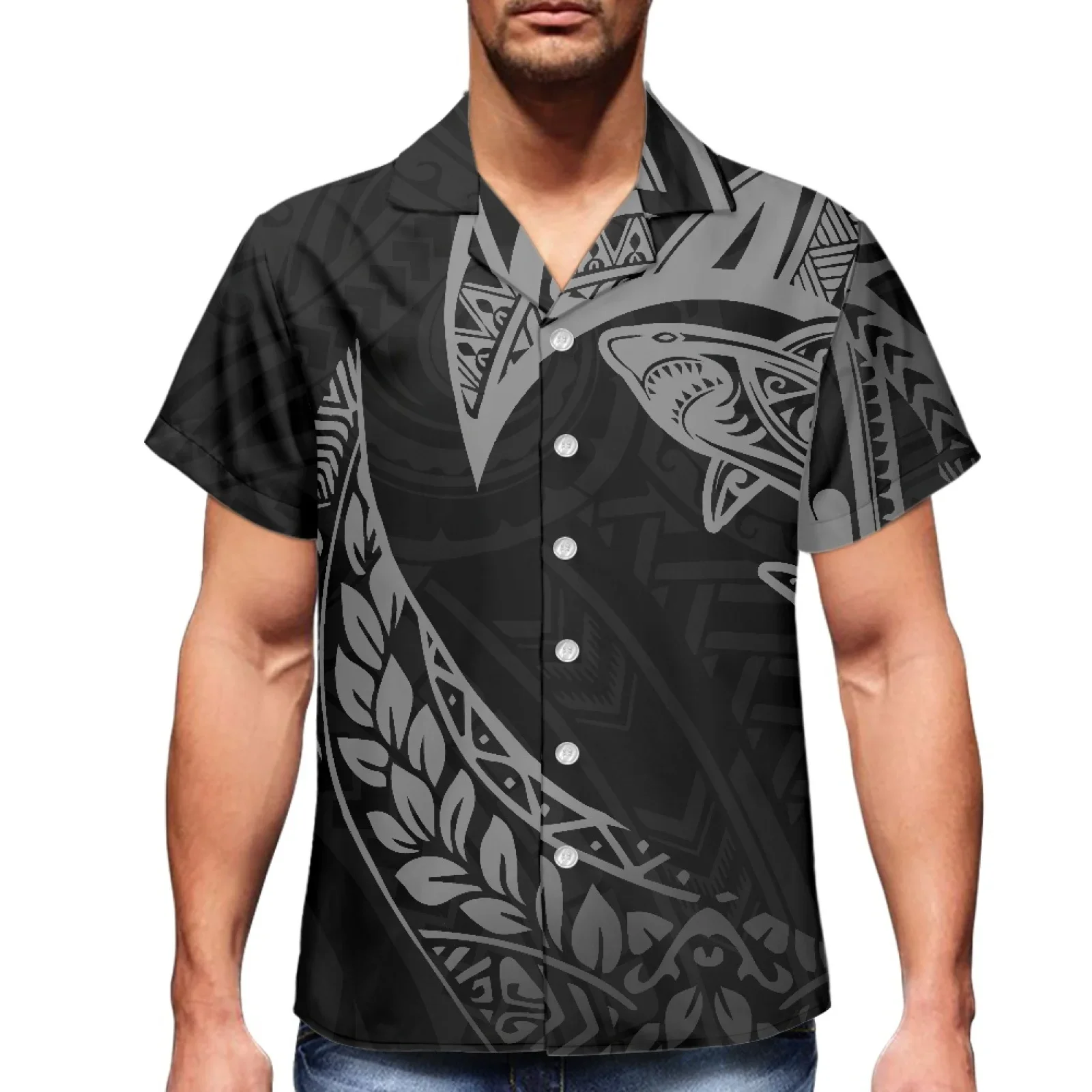 Polynesian Tonga Hawaii Fiji Guam Shirt,Samoa,Pohnpei,Tribal Tattoo,Shark Prints, Black Lovers,Women Dress Matching Men Shirt