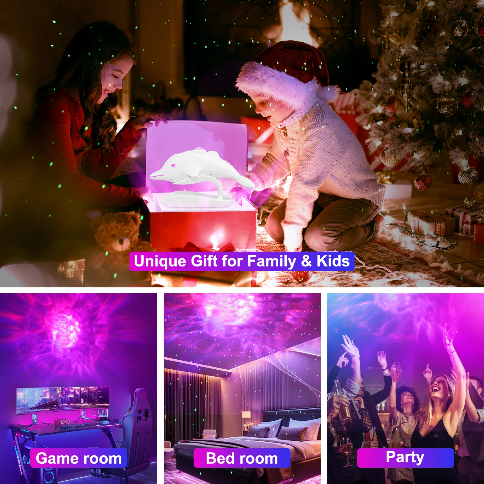 Dolphin Galaxy Projector, USB Powered Dolphin Starry Sky Lamp, Dolphin Night Light, Christmas Gift, Suitable for All Parties,