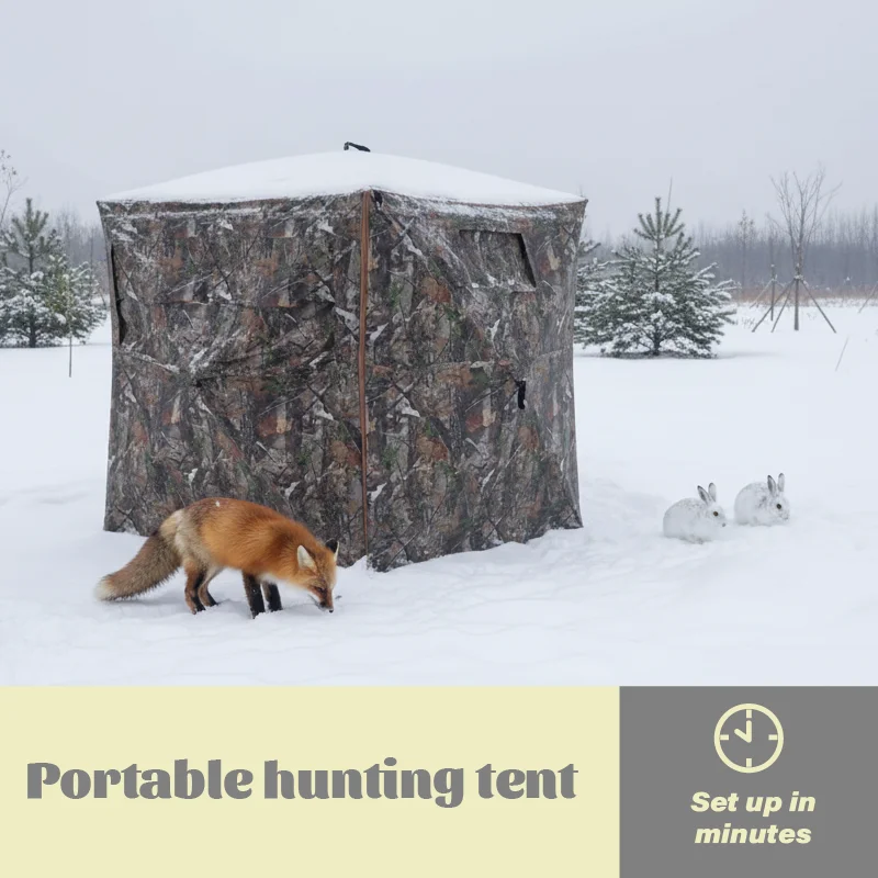 

Camouflage Pop-Up Hunting Blind Easy Setup Ground Shelter Outdoor Camo Blind with Storage for Deer Turkey Duck Archery Season