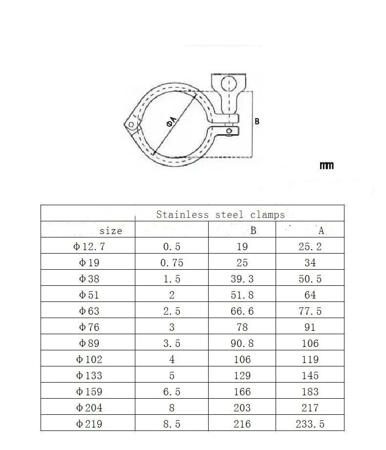 Abrazadera triple de trébol para trabajos pesados, 10 piezas, 1,5 "/2", 50,5mm/64mm, acero inoxidable, SUS304