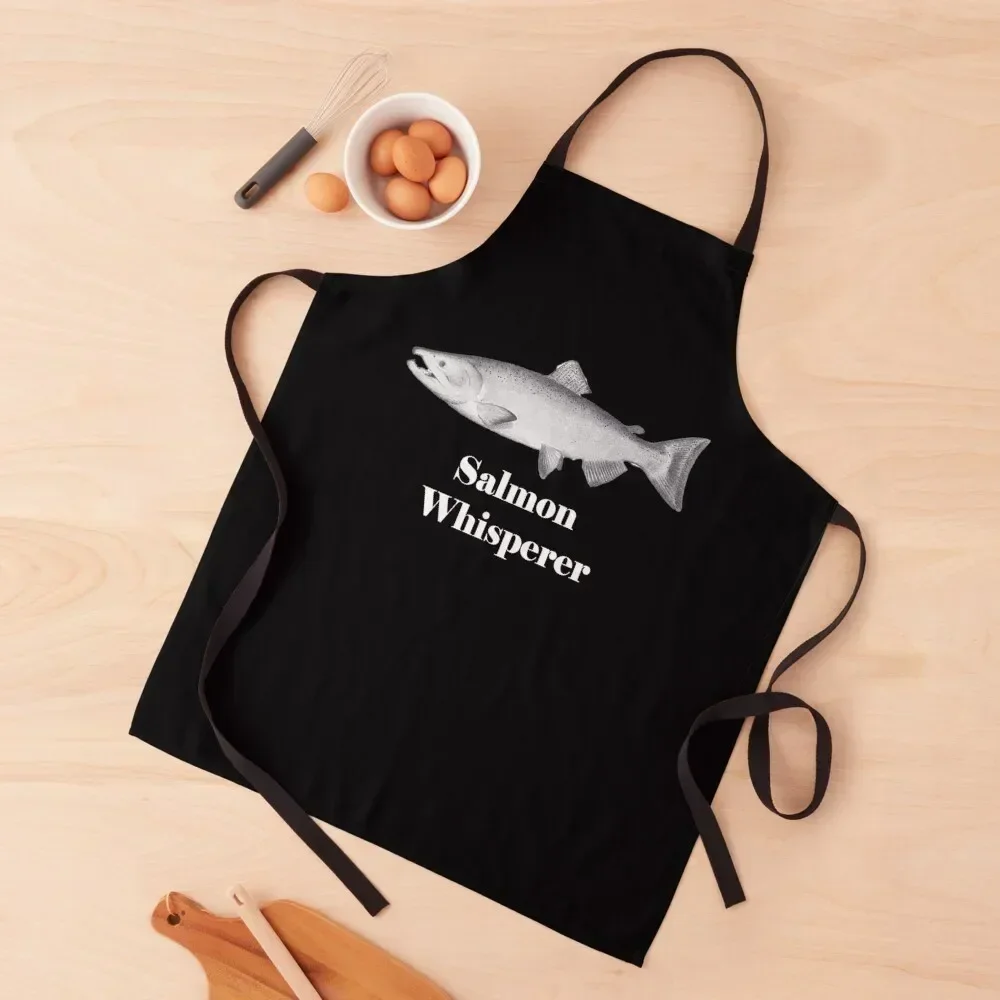 Chinook Salmon Whisperer Fishing Fish Illustration Art Apron waterproof for women For Men carpenter Beauty Apron