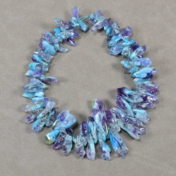 APDGG Natural Amethyst With blue quartz crystal side hole semi precious ston Loose Beads Jewelry Making DIY