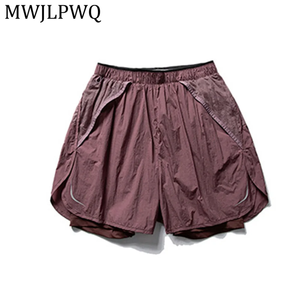 

Мужские летние шорты MWJLPWQ с двойным слоем, эластичным поясом, для активного отдыха, велоспорта, однотонные, на шнурке, тренд 2026 года, новинка 14208