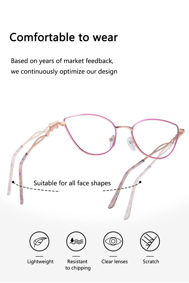 Modische Anti-Blaulicht-Lesebrille für Damen aus Metall mit hochauflösender Anzeige der jugendlichen Lesebrille 9792 – Detail 3