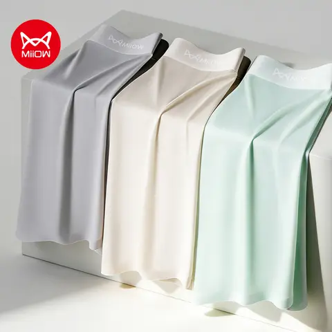 MiiOW 3Pcs Ice Silk Men's Underwear Boxershorts 10A Antibacterial Men Panties Breathable Mesh Man Summer Sports Underpants Boxer