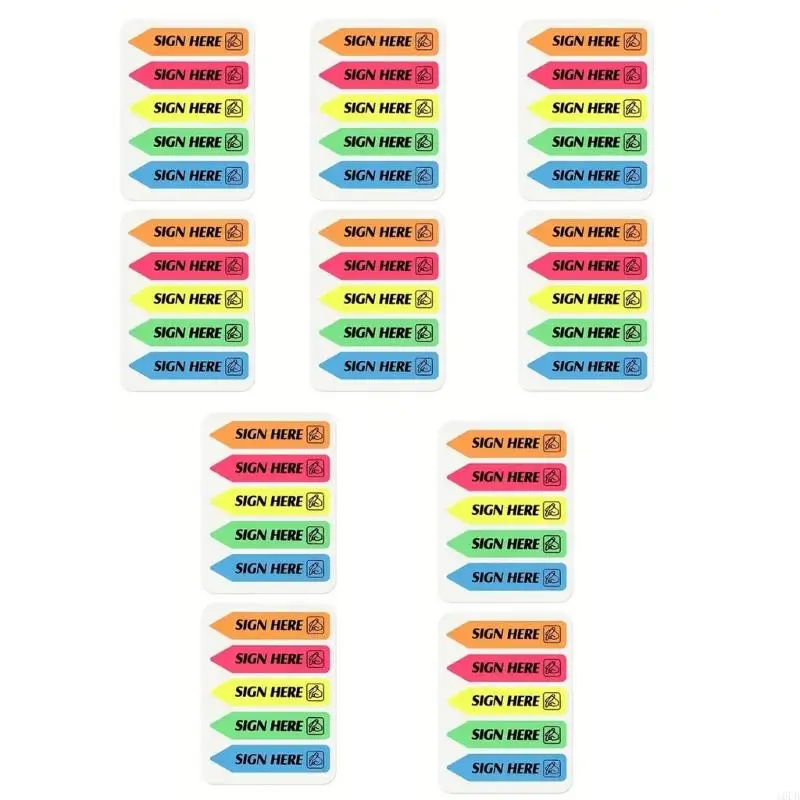 16FB Sign Here Tabs, Reusable Sign Here Stickers Date Here Tabs, Easy to Post Sign Here Stickers for Planner Notary Books