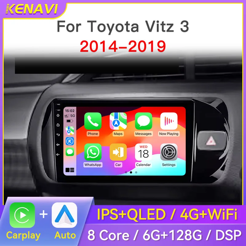 

Car Stereo Radio For Toyota Vitz 3 III XP130 2014-2019 Multimedia Player GPS Wireless Carplay Android Auto Head Unit 2Din Screen