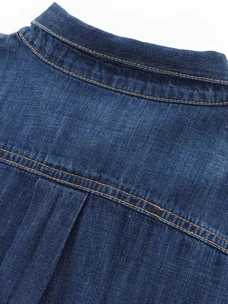 Long Sleeve Denim Shirts for Women, Button-up, Patch Pocket, Female Blouses, Chic Tops, Fashion