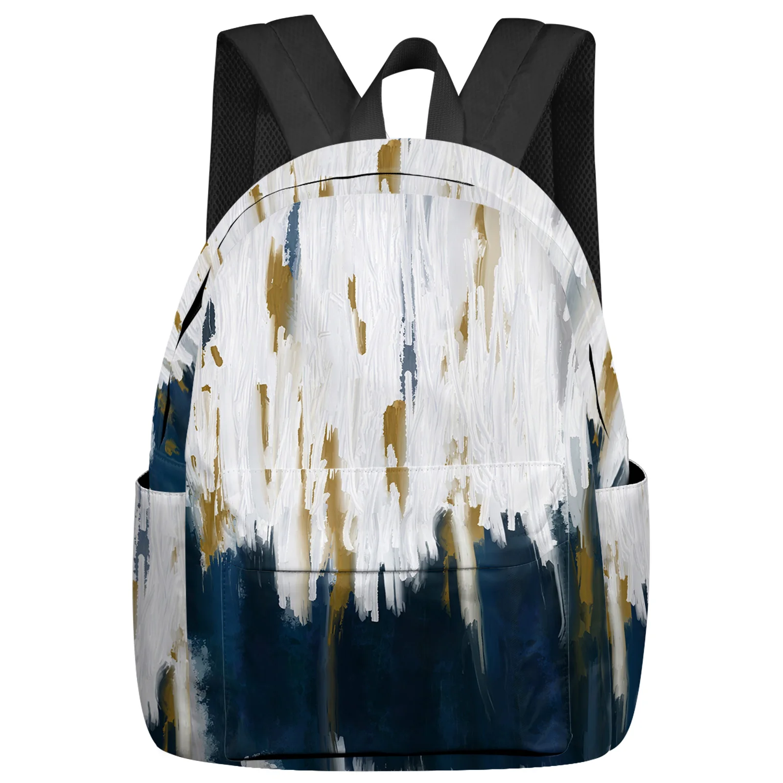 Blue Oil Painting Abstract Texture Backpack Teenagers Student School Bags Laptop Custom Backpack for Men Women Travel Bag