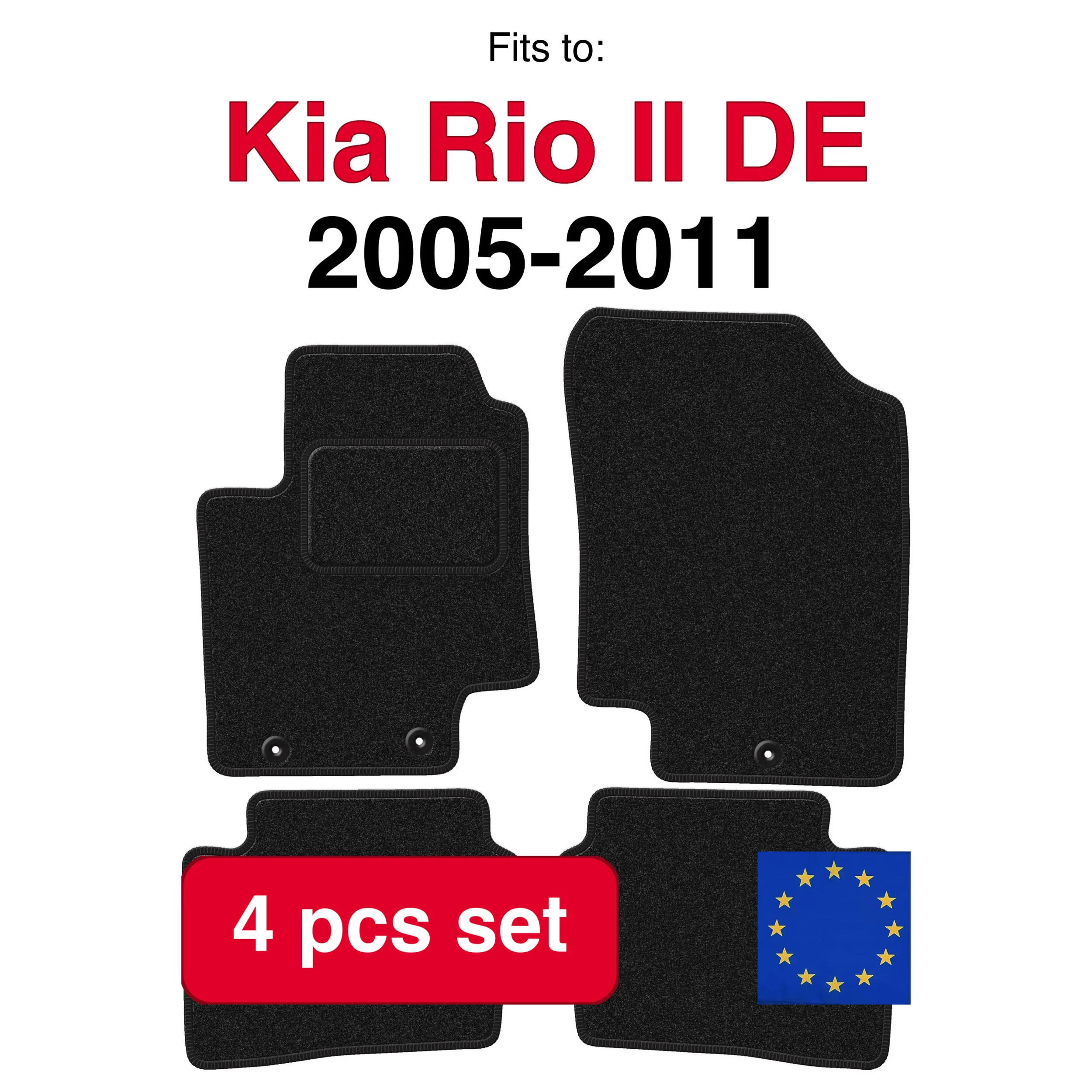 ANTHRA velours automatten voor Kia Rio II DE hatchback (2005-2011) - antraciet (4 stuks) in de auto passende automattenset