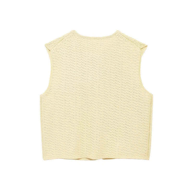 TRAF Knitted Sleeveless V Neck Vests For Women Fashion Bow Tied Vest Jacket Woman Waistcoat Summer Streetwear Female Outerwear