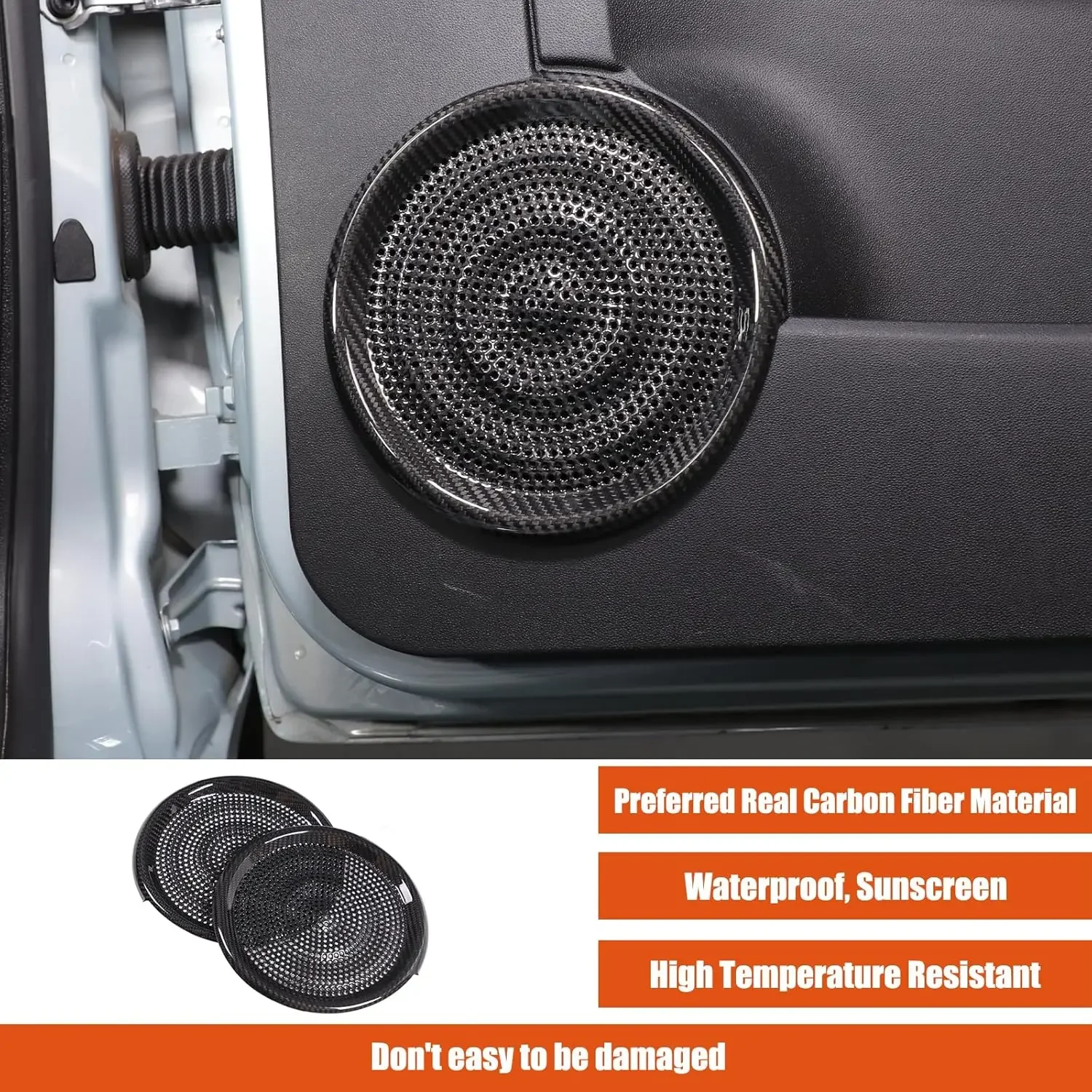 Carbon Fiber Door Tweeter Trim Accessories Car Front Door Speaker Decorative Cover Mesh For Fiat 500 Abarth 500 2016-2025