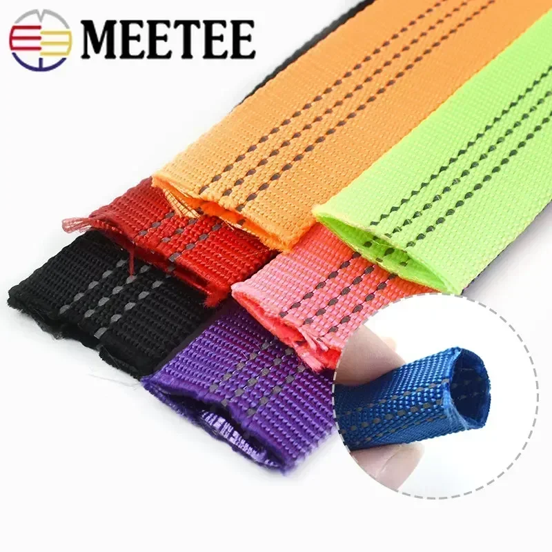 2-10Meter 25mm Nylon Tubular Webbing Tape For Sewing Bag Strap Double-layer Ribbon Backpack Belt Reflective Band DIY Accessories