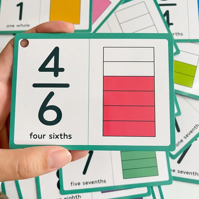 Montessori Fractions Flash Cards 35 Cards Math Fraction Flashcards for Kids Math Learning Tool From 1 To 12 School Teaching Aids