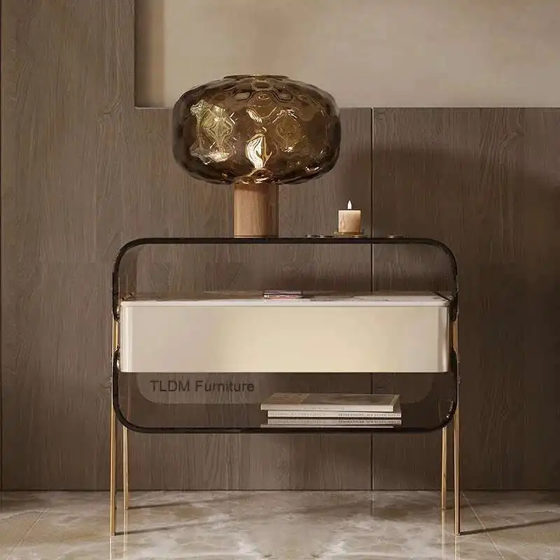 

Acrylic Modern Nightstand Storage Simple Trendy Nordic Bedside Table Luxury Aesthetic Mesita De Noche Bedroom Furniture