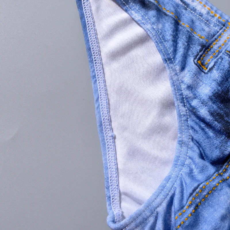 Denim Style Women Sexy Thong Low Waist 3D Cotton jeans underwear Imitation jeans Soft Briefs Underwear Comfortable Underpants