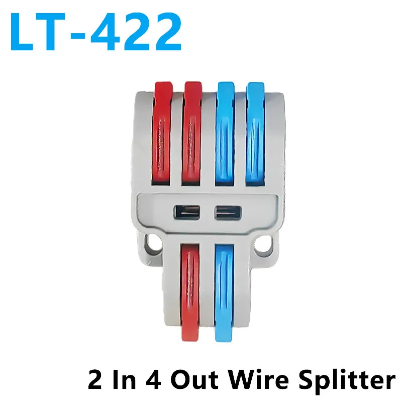 

Wire Fast Connector 2 In 4 Out Wire Splitter Terminal Compact Wiring Cable Connector LT-422