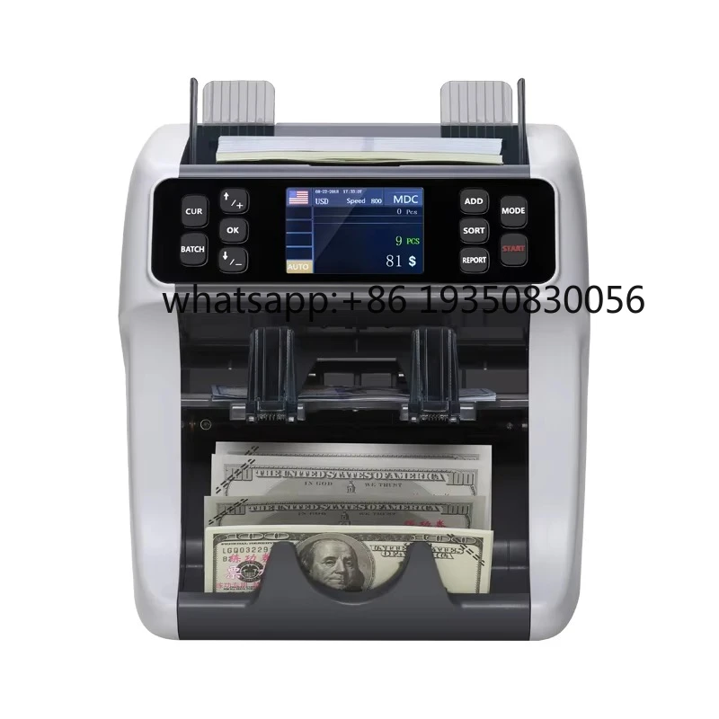 PST Two Pocket Two CIS LED Multi-Currency Banknote Value Counter Auto Sorting Bank Grade 900 Pcs/min Speed 200 Pcs Hopper