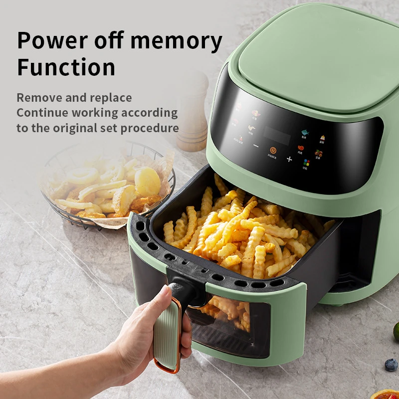 New visual 5-liter large capacity air fryer Multifunctional household touch color screen electric fryer