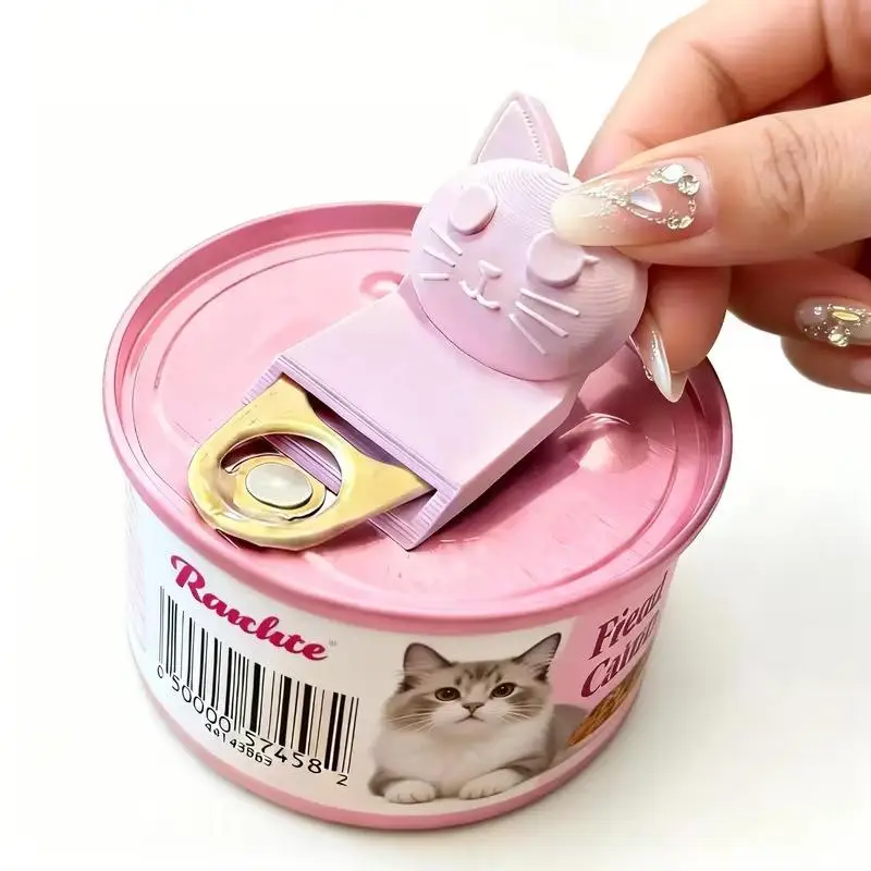 Cute Cat Shape Pet Can Opener Portable Manual Can Opener For Wet Cat Food Cans And Pet Food Jars Easy Ring Pull Opener Tool