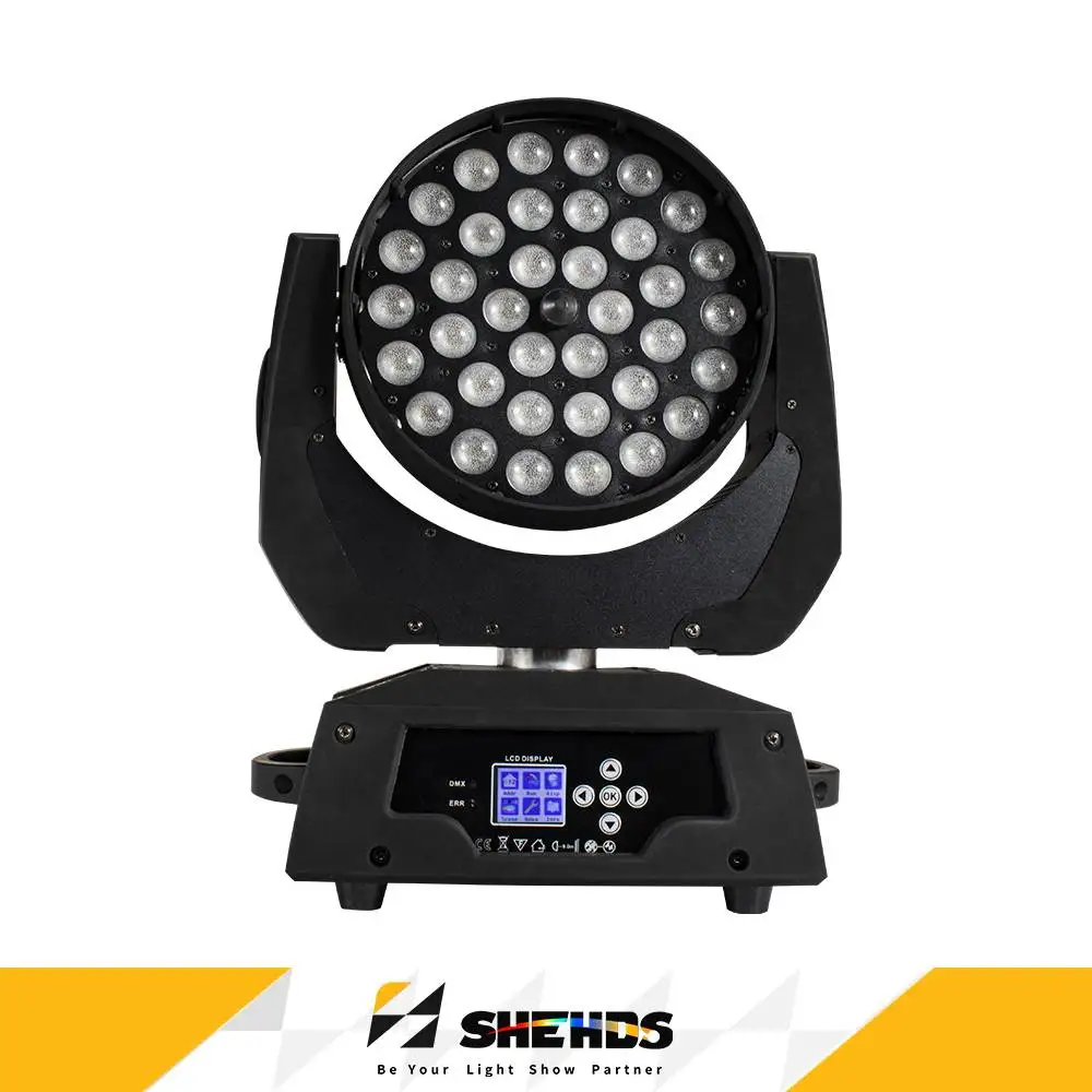 SHEHDS LED Zoom Wash RGBWA+UV 36x18W Moving Head Wash Light DMX512 for Disco Party Nightclub Wedding Church Christmas