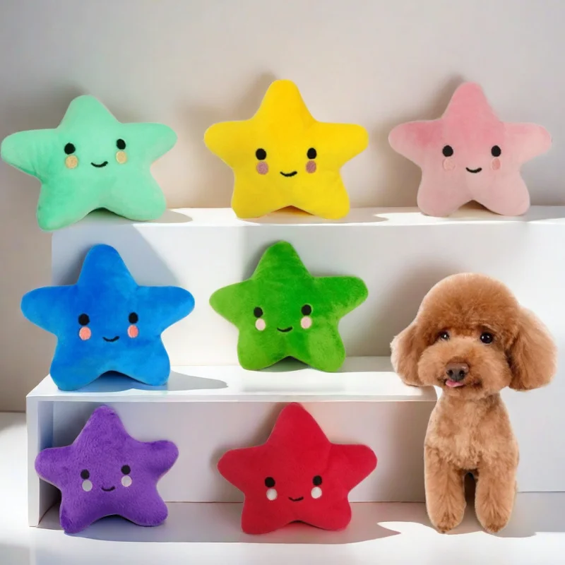 

New Pet Plush Toy Five-Pointed Star Durable Chew Toy for Cats and Dogs with Sound