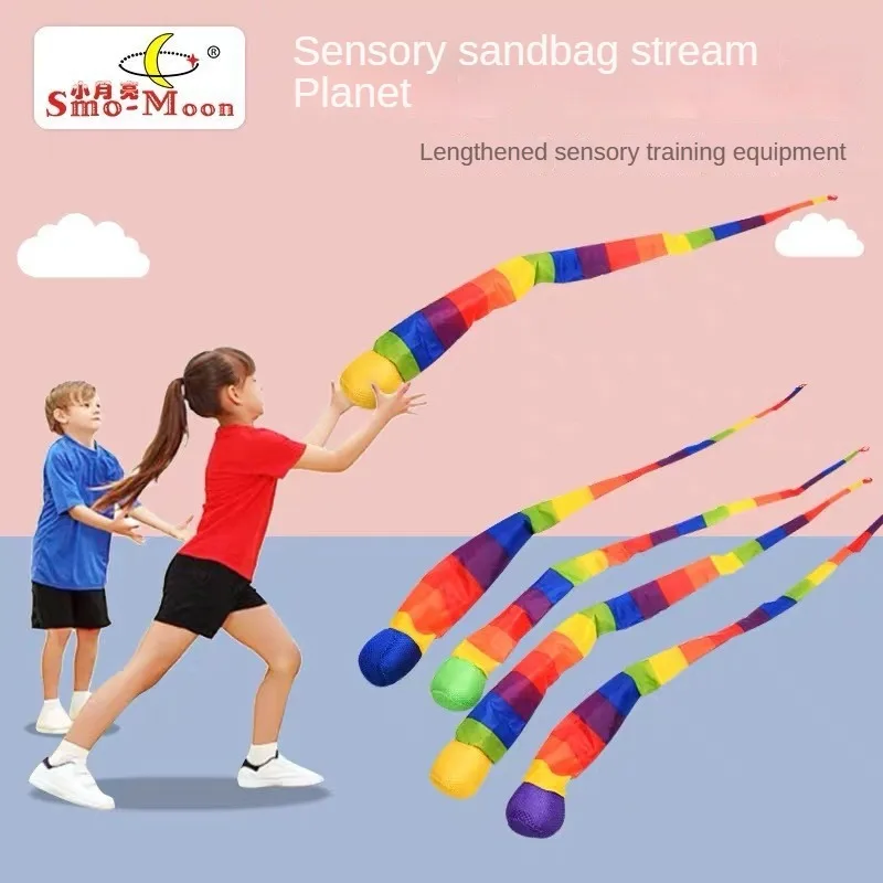 Rainbow Tail Ball Eco-Friendly Fabric Sandbag Meteor Ball Safe Catch Tail Ball Kindergarten School Sensory Training Kid Soft Toy