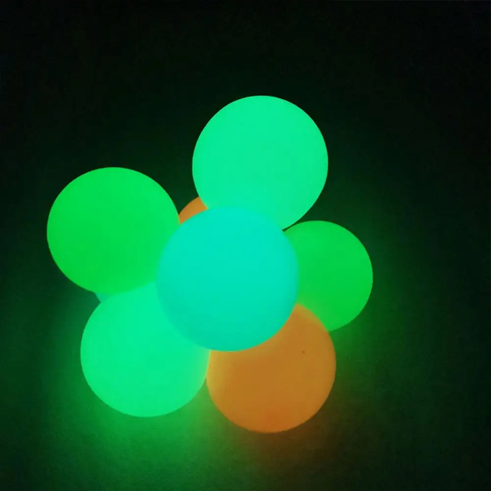 2Pcs Luminous Sticky Ball Glowing Ceiling Ball Throwing Indoor Decompression Parent-Child Sticky Target Ball Kids Sticky Balls