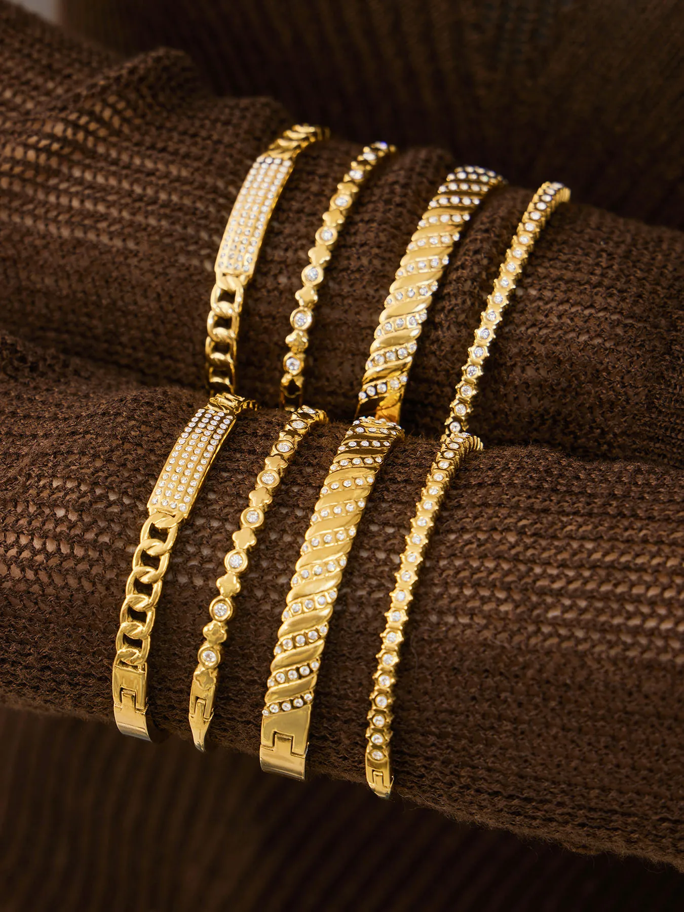 Ferris Wheel Glänzende Zirkonia Damen Dünne Armbänder PVD Vergoldeter Edelstahl Armreif Wasserdichter Damen Handgelenksschmuck – Detail 4