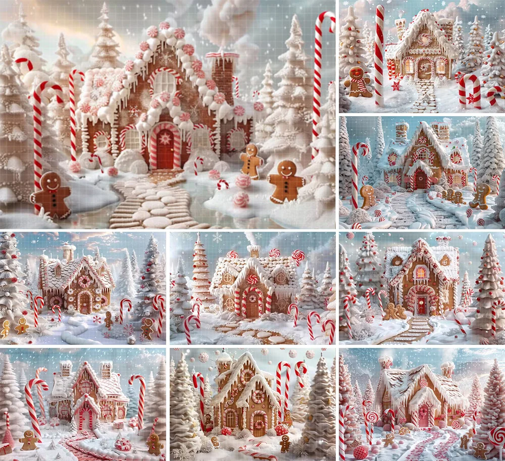 Mehofond Photography Background Winter Christmas Gingerbread House Snow Xmas Kids Family Portrait Decor Backdrop Photo Studio