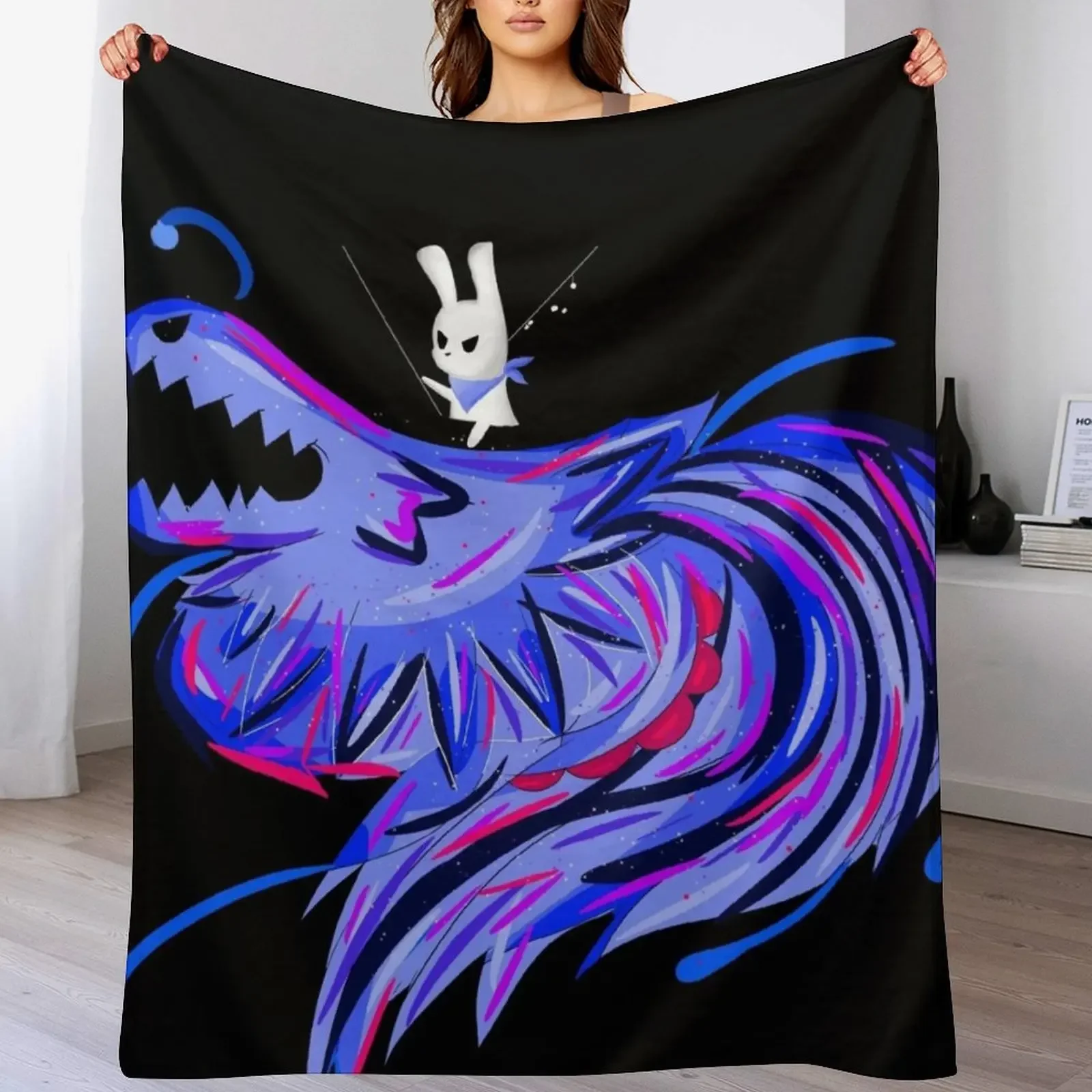 Slugcat and Lizard Throw Blanket Fluffy Cozy Throw Blanket for Home Decor