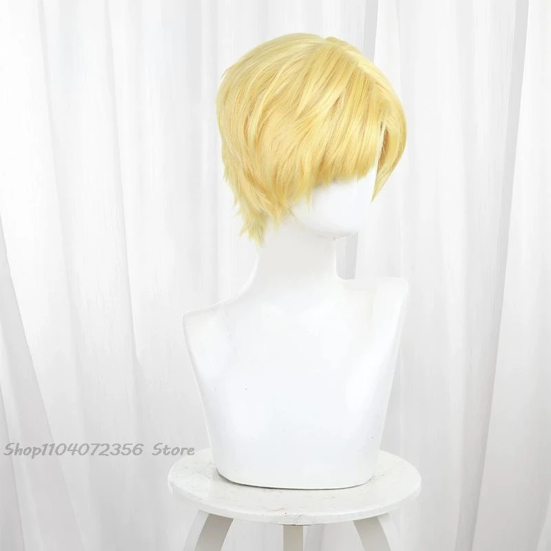 Anime about The Movement of The Earth Rafal Cosplay Wig Blonde Short Hair Halloween Party for Women Men Accessory Props