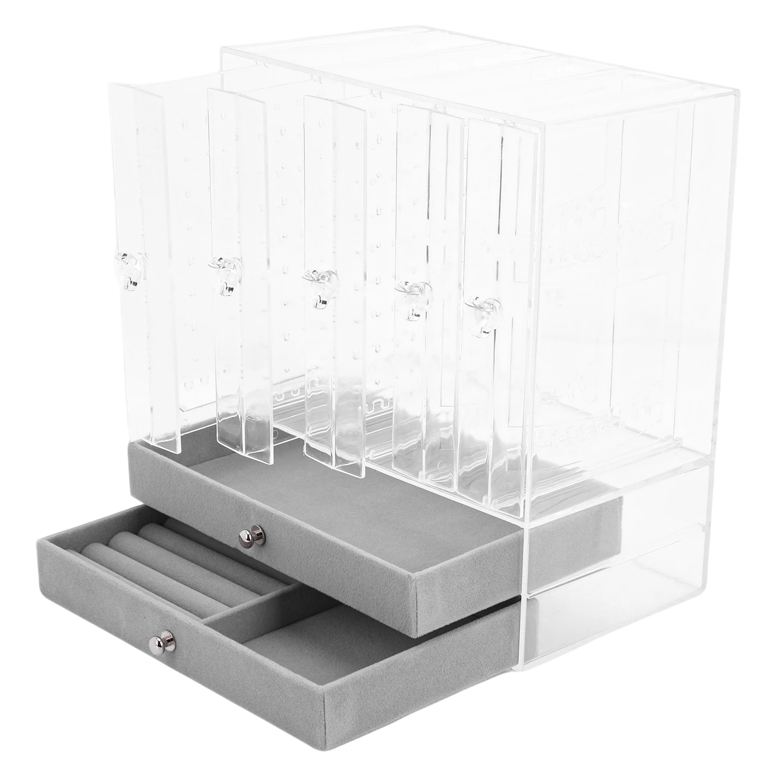 

Vertical Drawer Earring Display Stand with Slide-Out Drawers Jewelry Holder Organizer for Bracelets Rings & Accessories