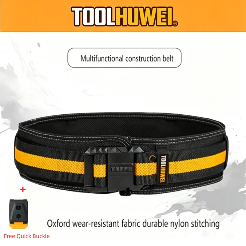 TOOLHUWEI Construction Belt Thickened 1200D Oxford Electrician Work Belt Adjustable Buckle Lightweight Utility Quick Hang Belt