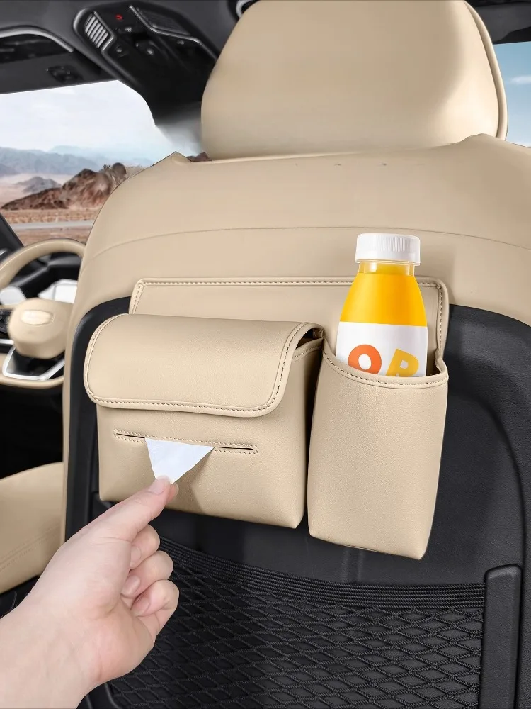 for Geely Monjaro KX11 Xingyue L 2025 Car Seat Back Tissue Box Hanging Box Multifunctional Leather Paper Drawing Storage Bag