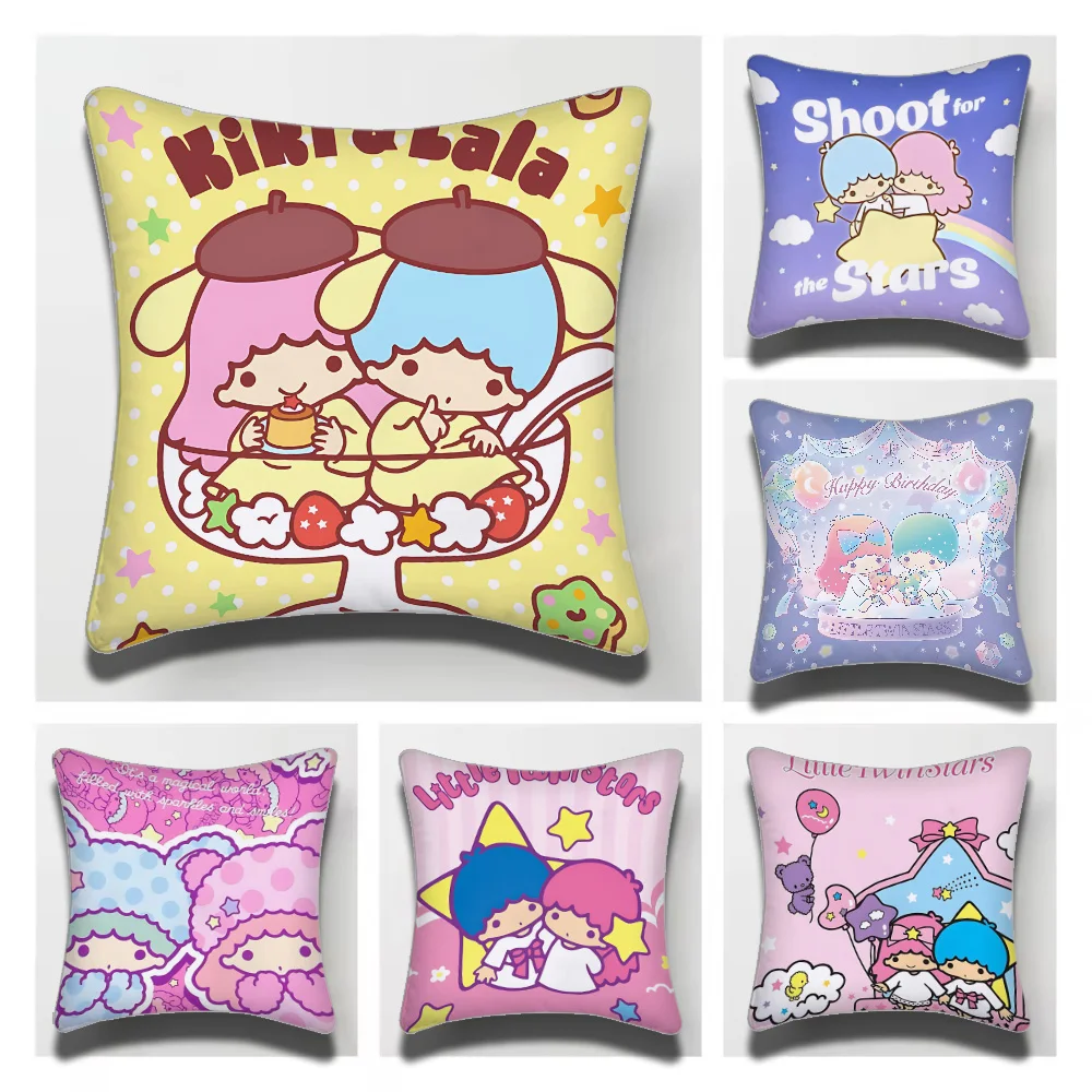 Sanrio Little Twin Stars Pillow Covers Cartoon Sofa Decorative Home Double-sided Printing Short Plush Cushion Cover