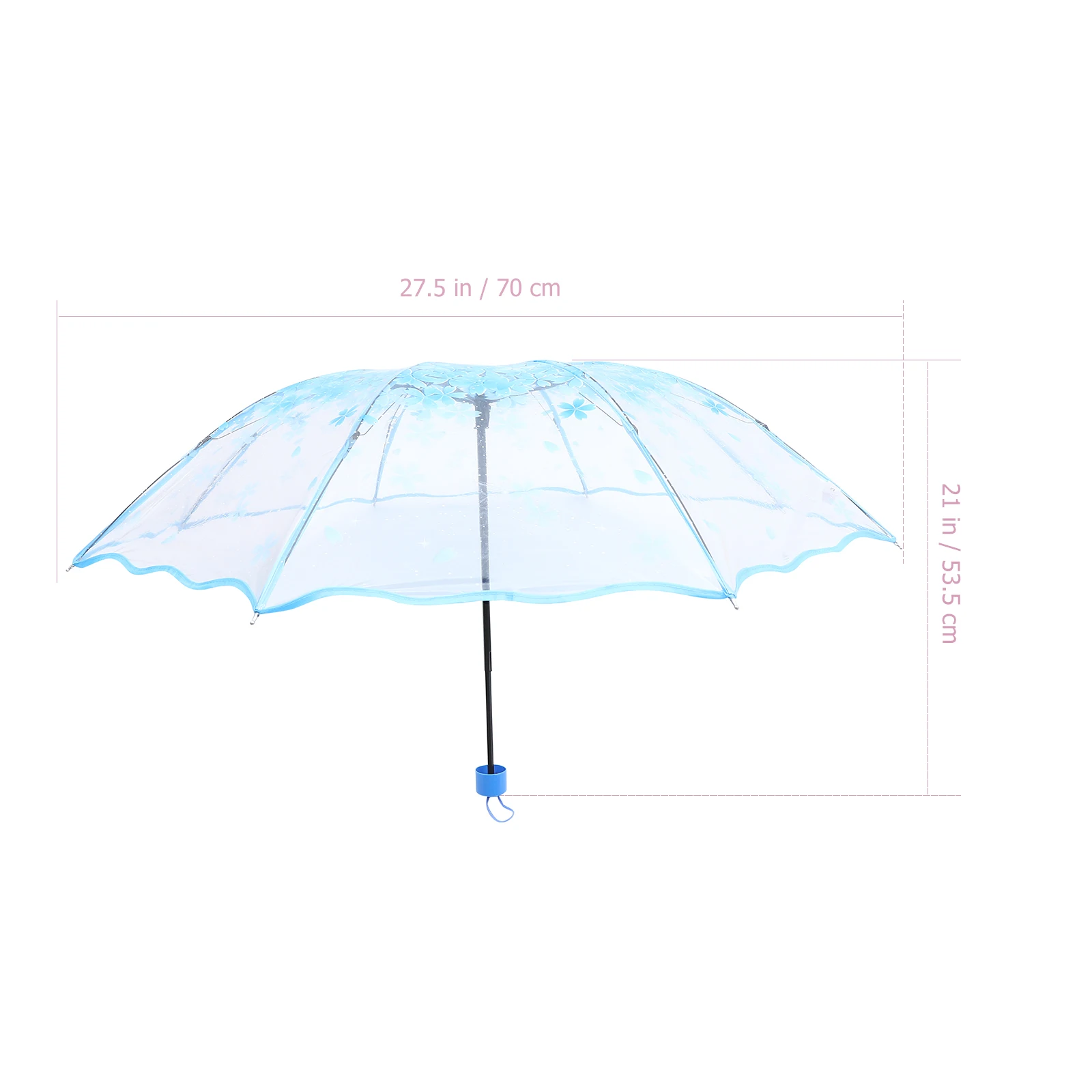 

Folding Umbrella Compact Transparent Floral Pattern Sun Protection Rain Outdoor Portable Travel Umbrella