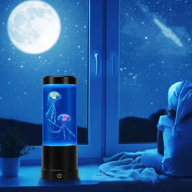 Color Changing LED Jellyfish Lamp USB Powered Table Night Light Kids Gift Bedroom Home Decor Ambient Lighting Ocean Mood Lamp