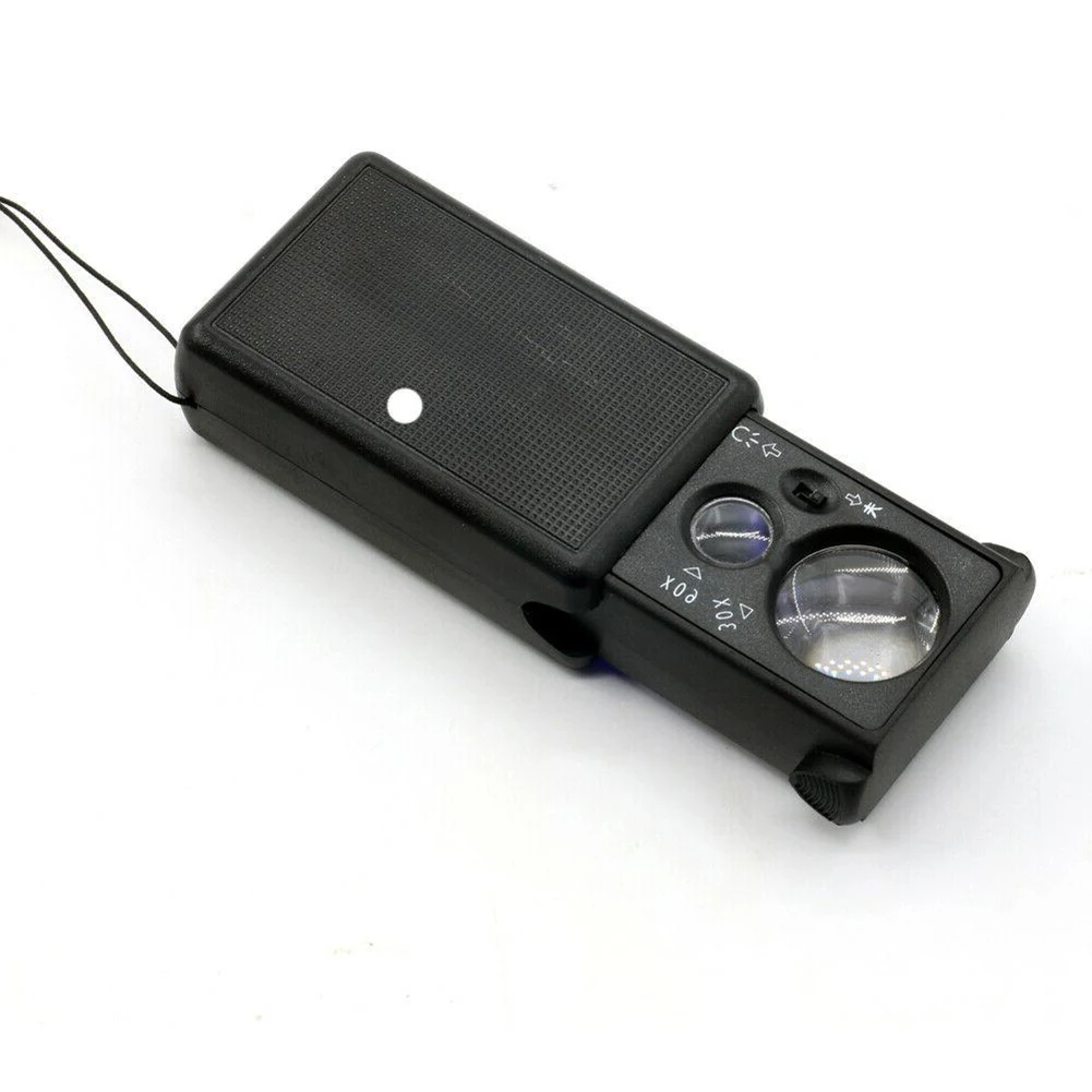 Jewelry Magnifier Magnifying Glass DIY ABS Plastic Dual Lens Foldable 30/60 Times Jewel Loupe Portable Pull-out