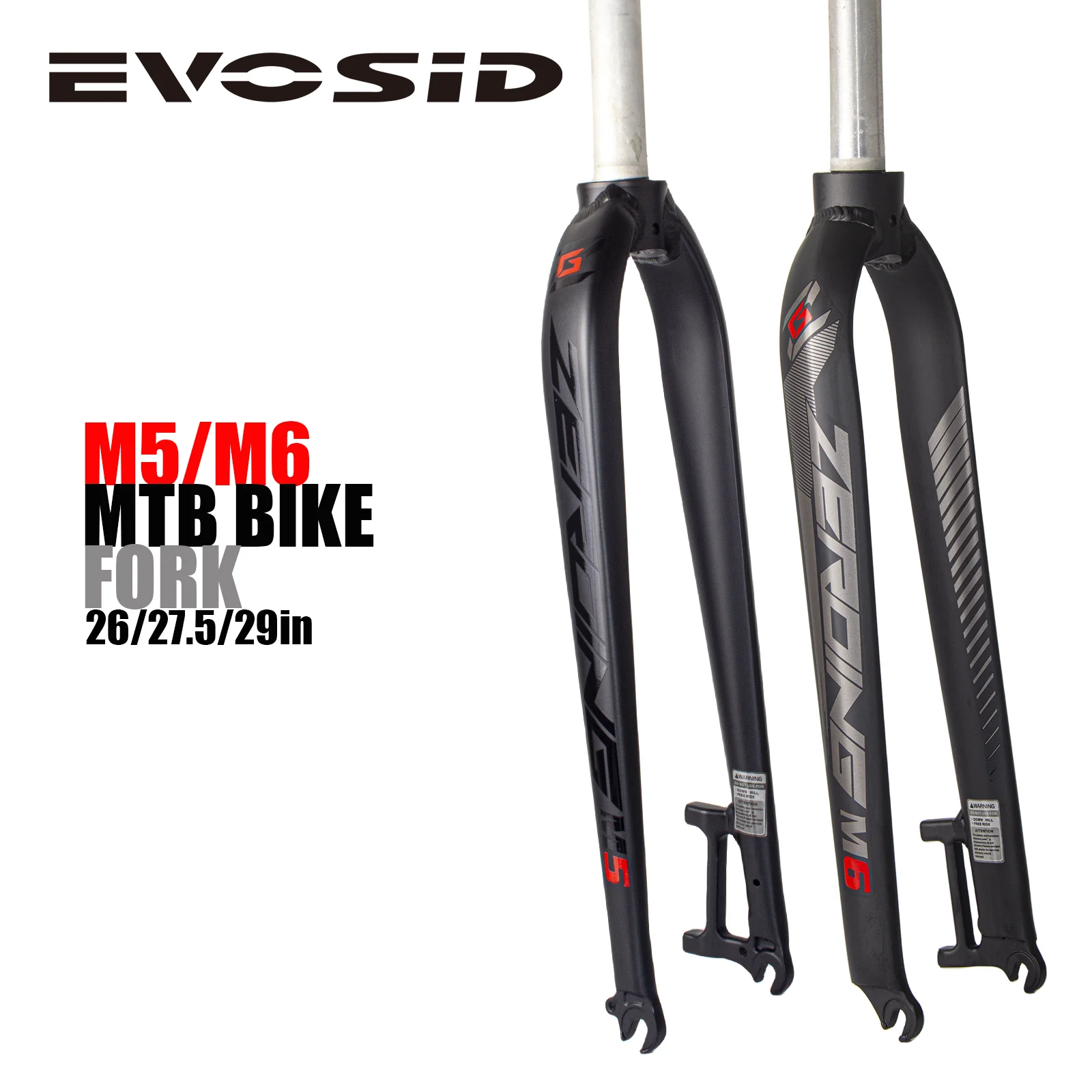 EVOSID 알루미늄 합금 포크, M5 M6 MTB 포크, 26/27/29er 타이어에 적합, 도로 자전거 포크, V 브레이크 프론트 포크 