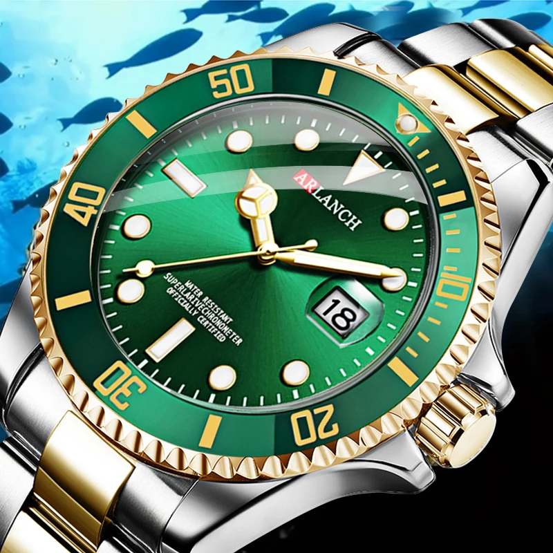 ساعة كوارتز رجالية كلاسيكية بحزام من الفولاذ المقاوم للصدأ نمط عمل غير رسمي 40 ملم قرص ذهبي أسود 3Bar سلسلة مقاومة للماء ساعات reloj