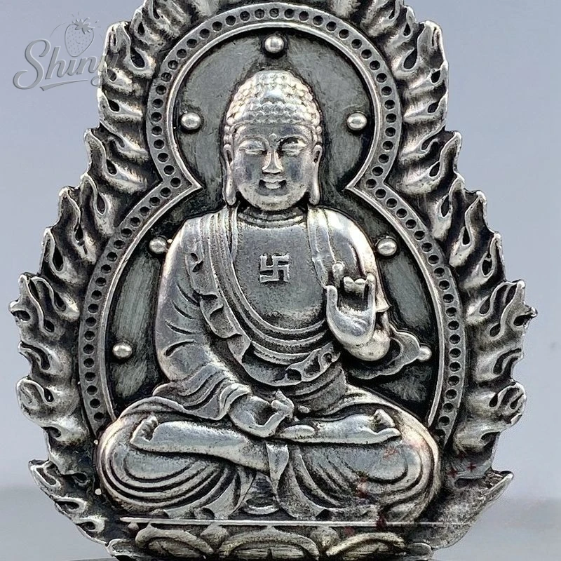 Antique Silver Shakyamuni Buddha, Green Tara,  Guanyin Statues Buddhist Altar Decorations Desktop Ornaments