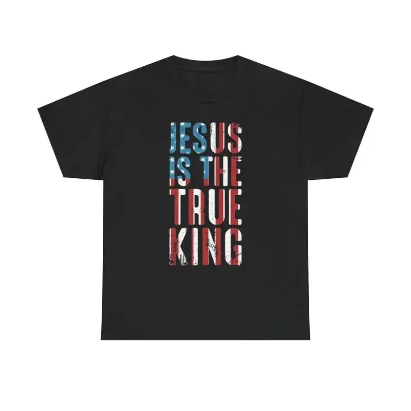 Jesus Is King T Shirt Thank God Religion Graphic American Flag Holy Church