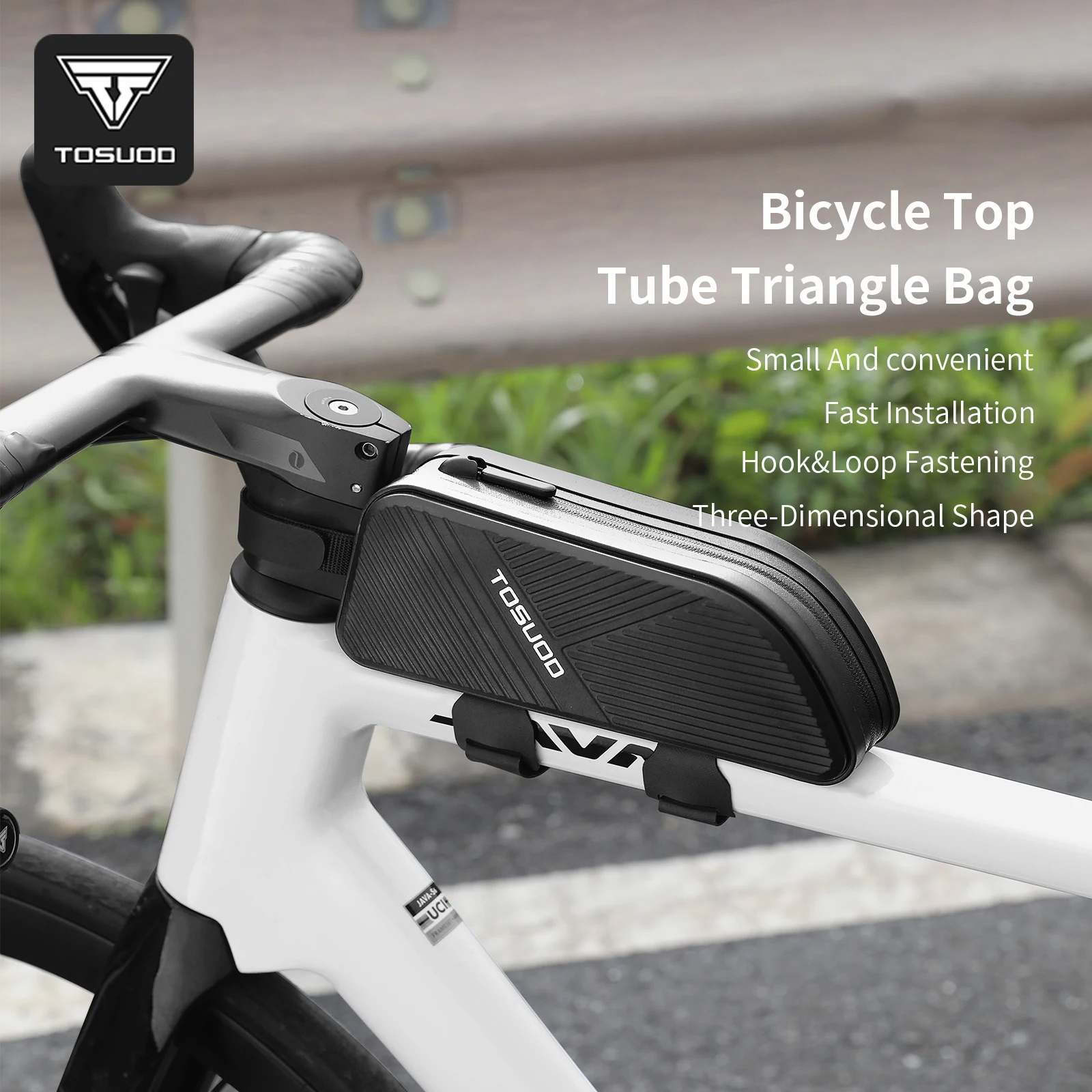 

TOSUOD Bicycle Top Tube Bag 1.2L Capacity Leather Bike Bag Seamless Thread Without Pinholes Small And Convenient Cycling Bag