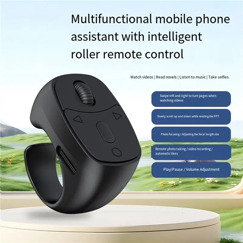 【VALUE MONEY】2X BT 5.3 Remote Control Mouse Video Flipping And Browsing Finger Ring Mouse Fingertip Remote Control Page Turner B