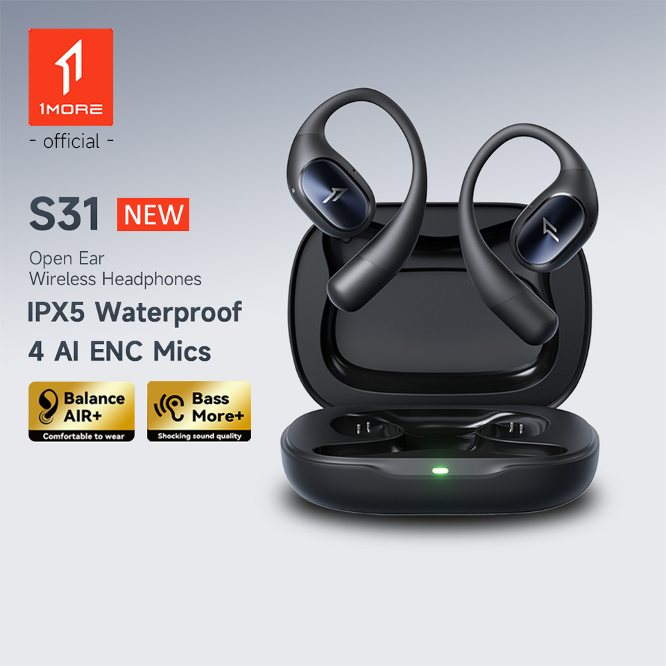 1MORE S31 Open-Ear Headphone Wireless Bluetooth Earphones Ear Hook IPX5 Waterproof Bluetooth 5.3 with Microphone Sport Running