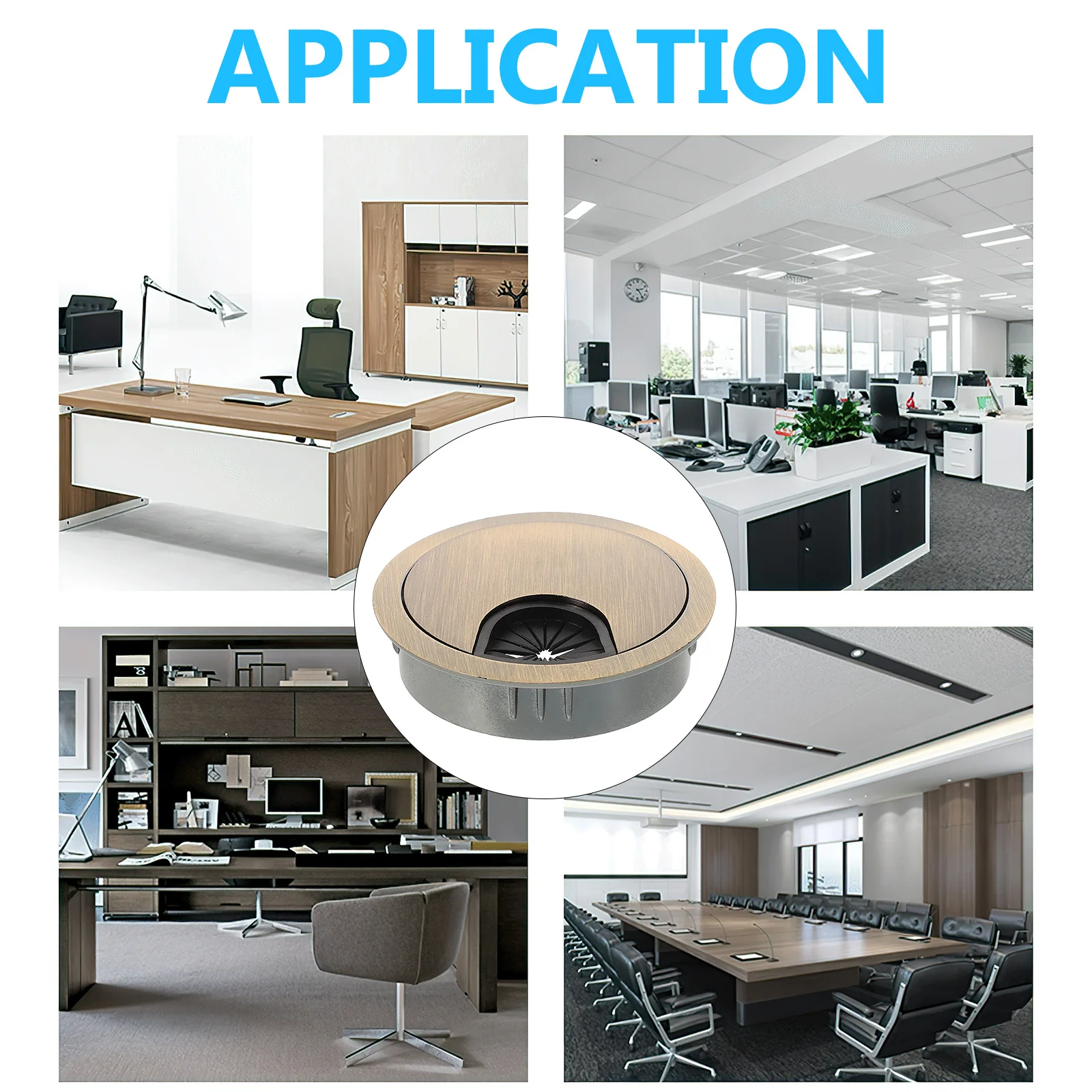 

2Pcs Desktop Cable Hole Cover Round Wire Grommet for Office Desk Cord Organizer Zinc Alloy Finish Cord Grommet